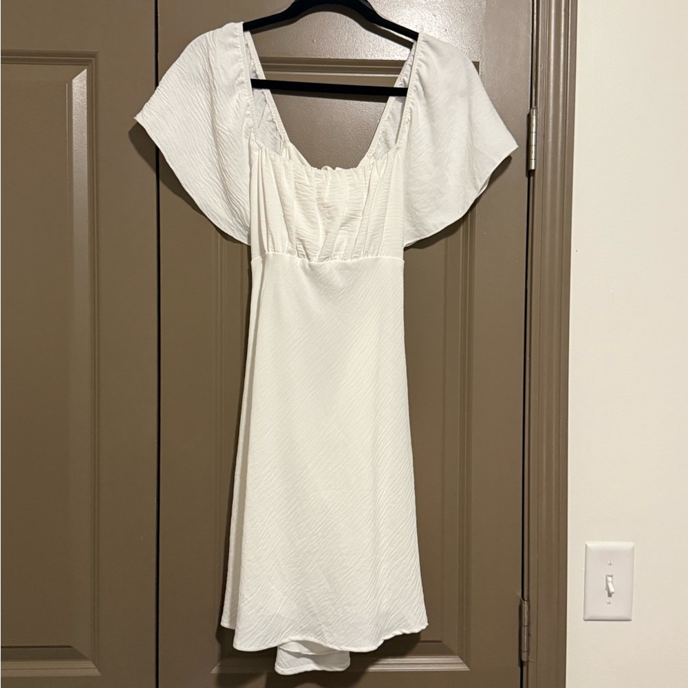 Altar'd State White Mini Dress with Flowy Sleeves